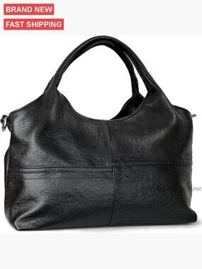 Medium Vegan Leather Hobo Tote with Detachable Strap, 2 Handles